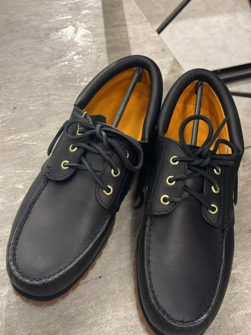 TIMBERLAND MEN'S AUTHENTIC BOAT SHOE BLACK FULL GRAIN A2PDQ-W02 ALL SIZES